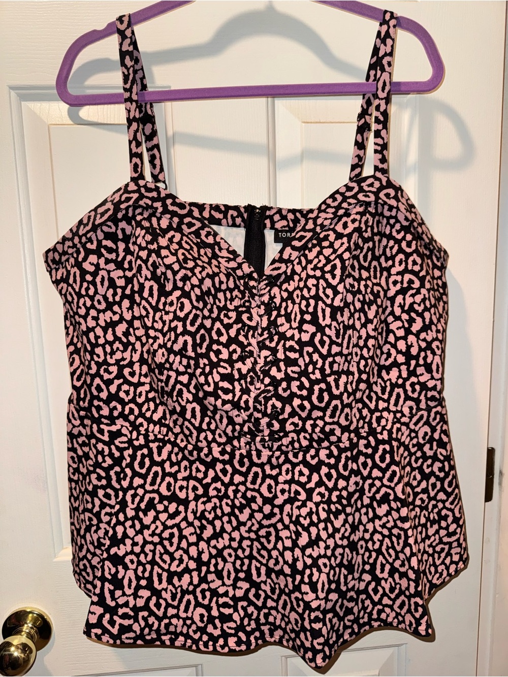 Pin up Torrid Pink and Black Leopard Print peplum top